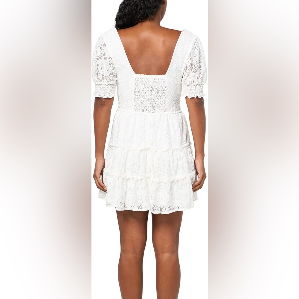 Nwot Speechless Ivory Lace Dress with Puff Sleeves - Picture 4 of 5
